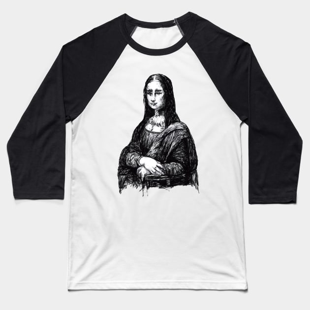 Psychedelic Mona Lisa Baseball T-Shirt by momaartist
